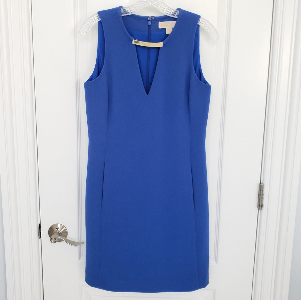 Micheal Kors textured sheath dress blue size 4
